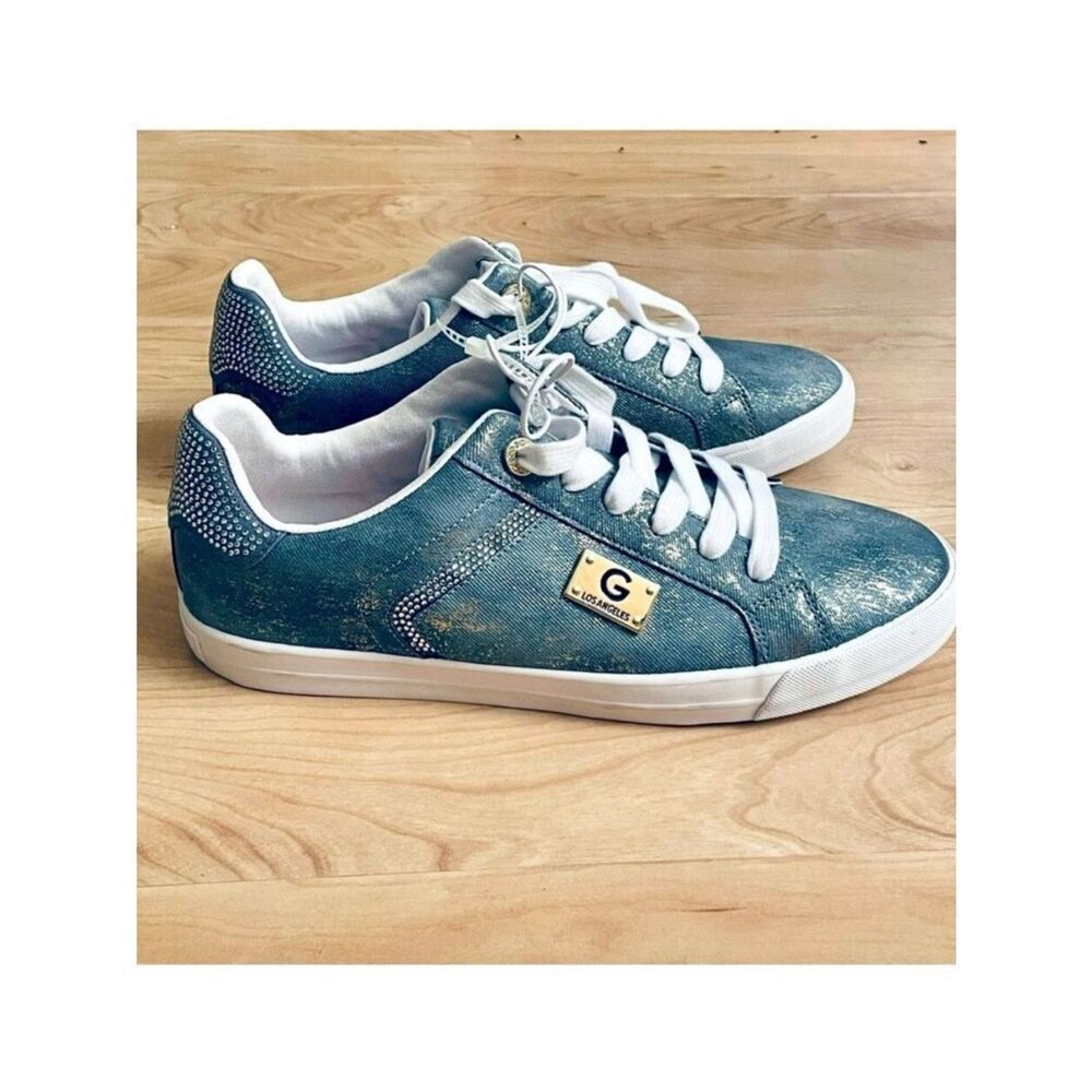 NWT Gorgeous GBG GUESS Los Angeles 11M Ggorry Denim Studded Rhinestones Sneakers